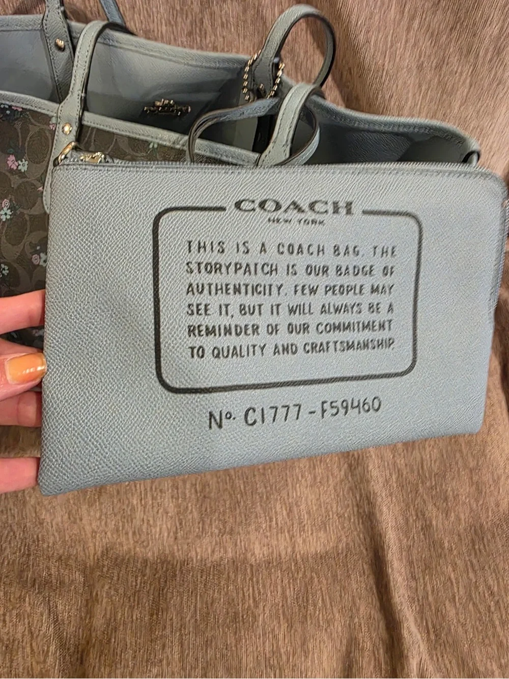 Coach Blue Floral Reversible Signature Tote